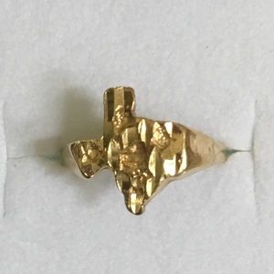 14k Nugget Style Texas State Ring Sz 4.5